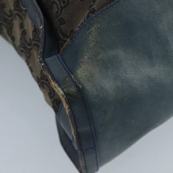 CELINE Paris Macadam Canvas Tote Bag Brown Navy Gold - Picture 15 of 16